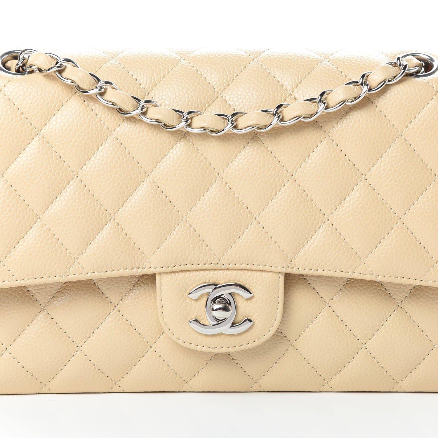Chanel Caviar Quilted Medium Double Flap Beige 8 of 11