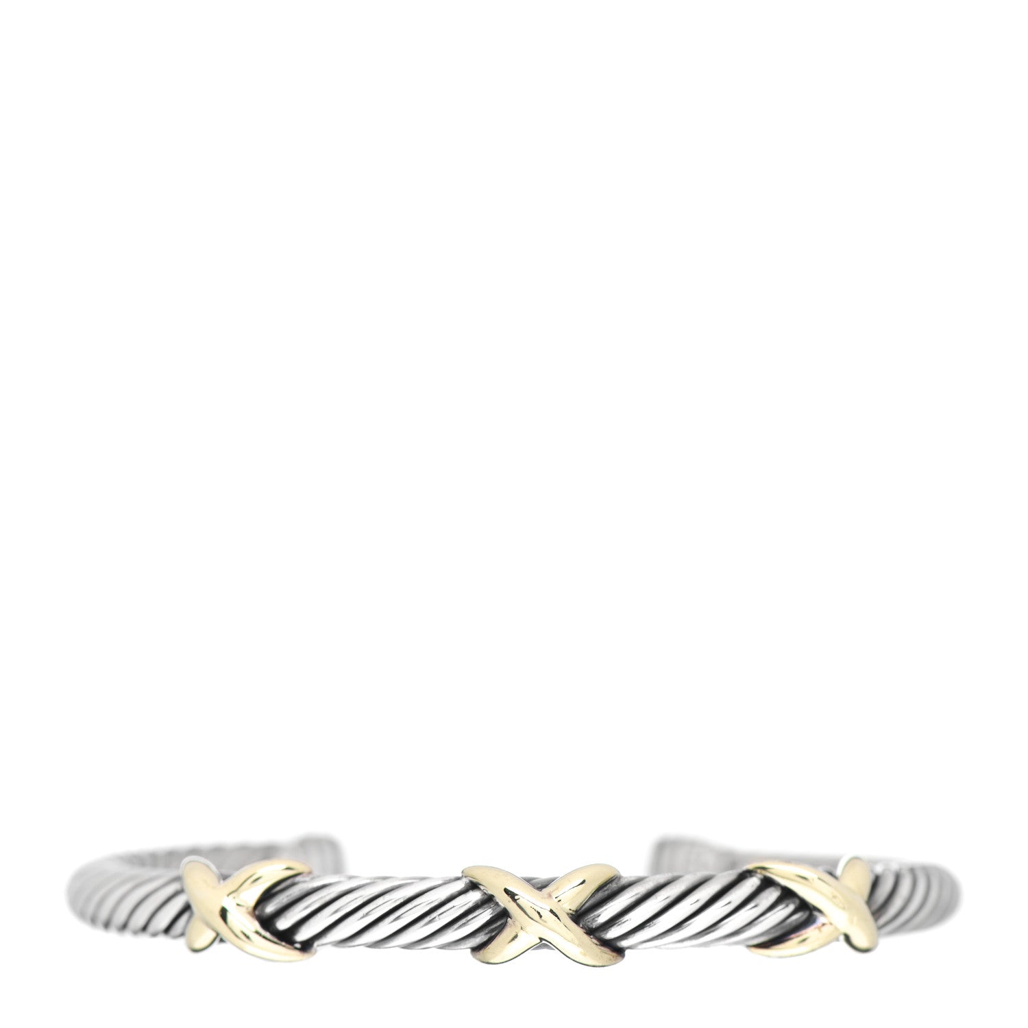 David Yurman Sterling Silver 14K Yellow Gold 5mm Triple X Cable Bracelet 1 of 4