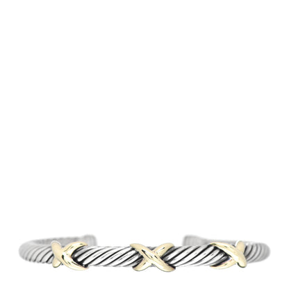 David Yurman Sterling Silver 14K Yellow Gold 5mm Triple X Cable Bracelet 1 of 4