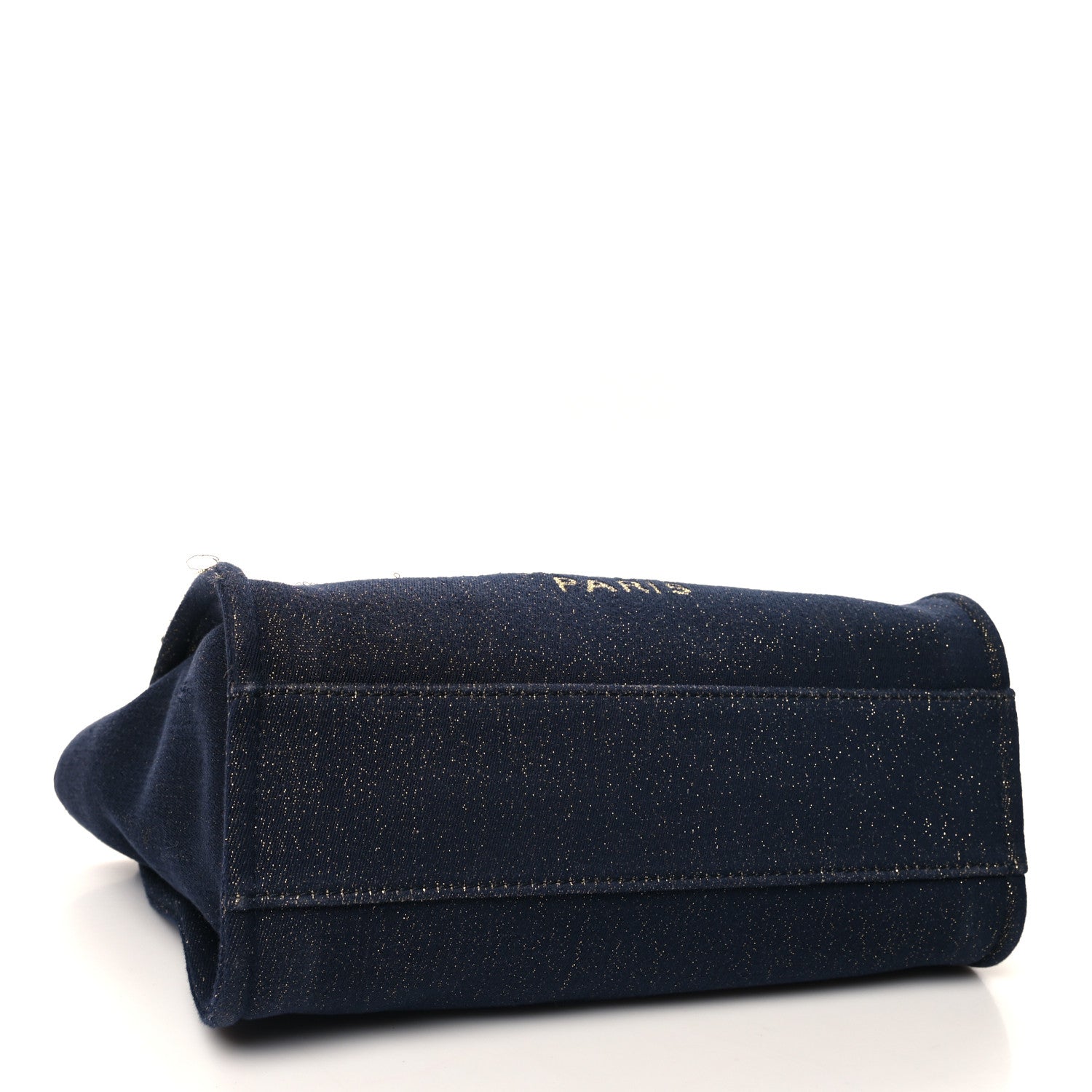 Chanel Lurex Canvas Small Deauville Tote Navy Blue Gold 4 of 12