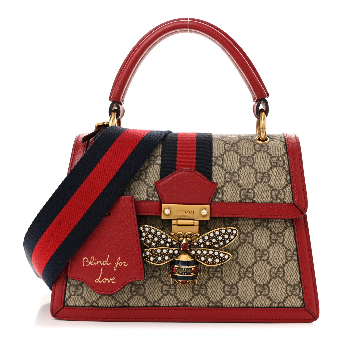 GG Supreme Monogram Small Queen Margaret Top Handle Bag Red