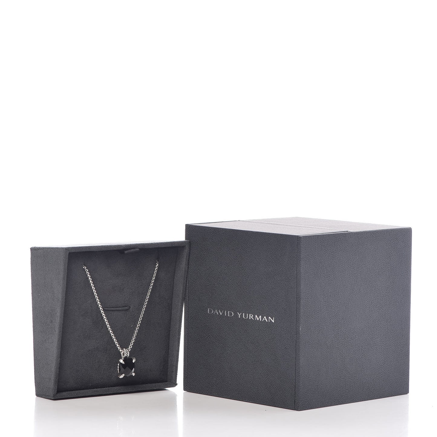 Sterling Silver Diamond Black Onyx 11mm Chatelaine Pendant Necklace