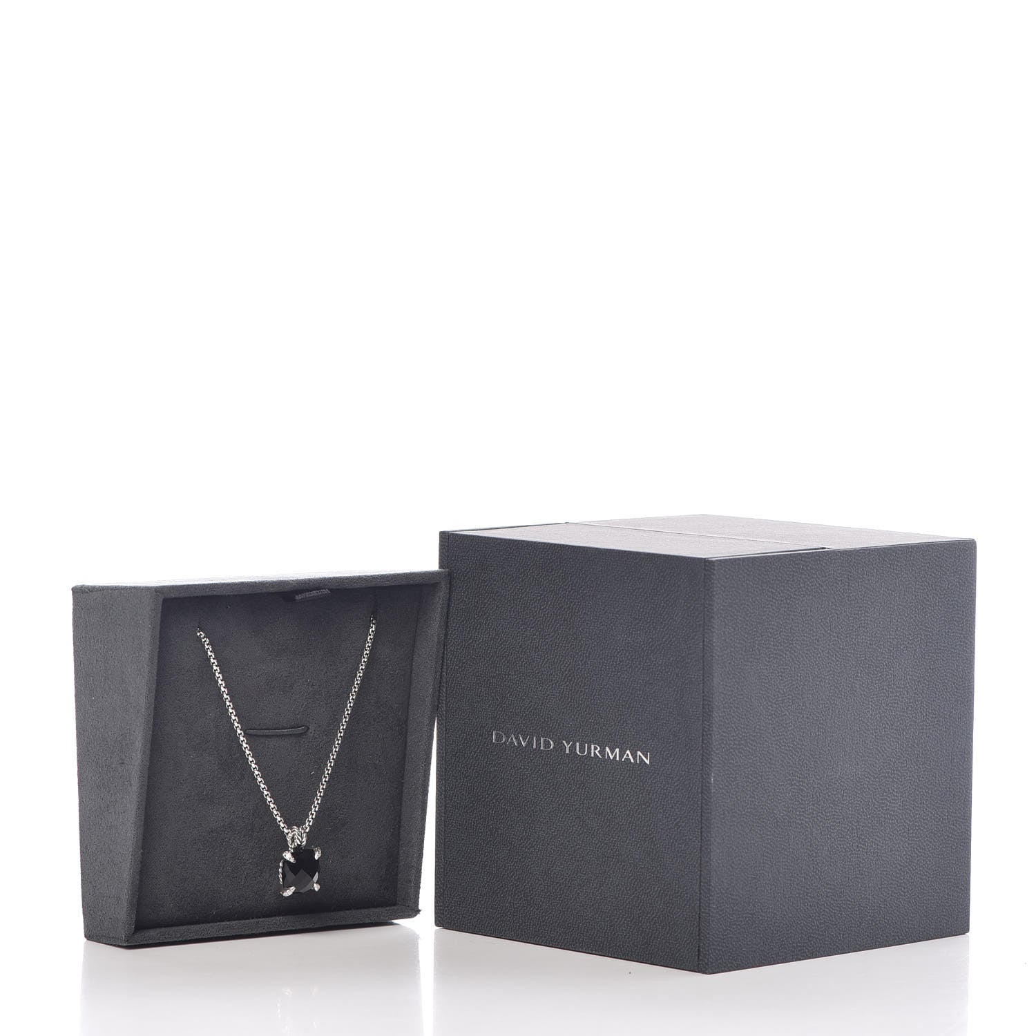 David Yurman Sterling Silver Diamond Black Onyx 11mm Chatelaine Pendant Necklace 6 of 6