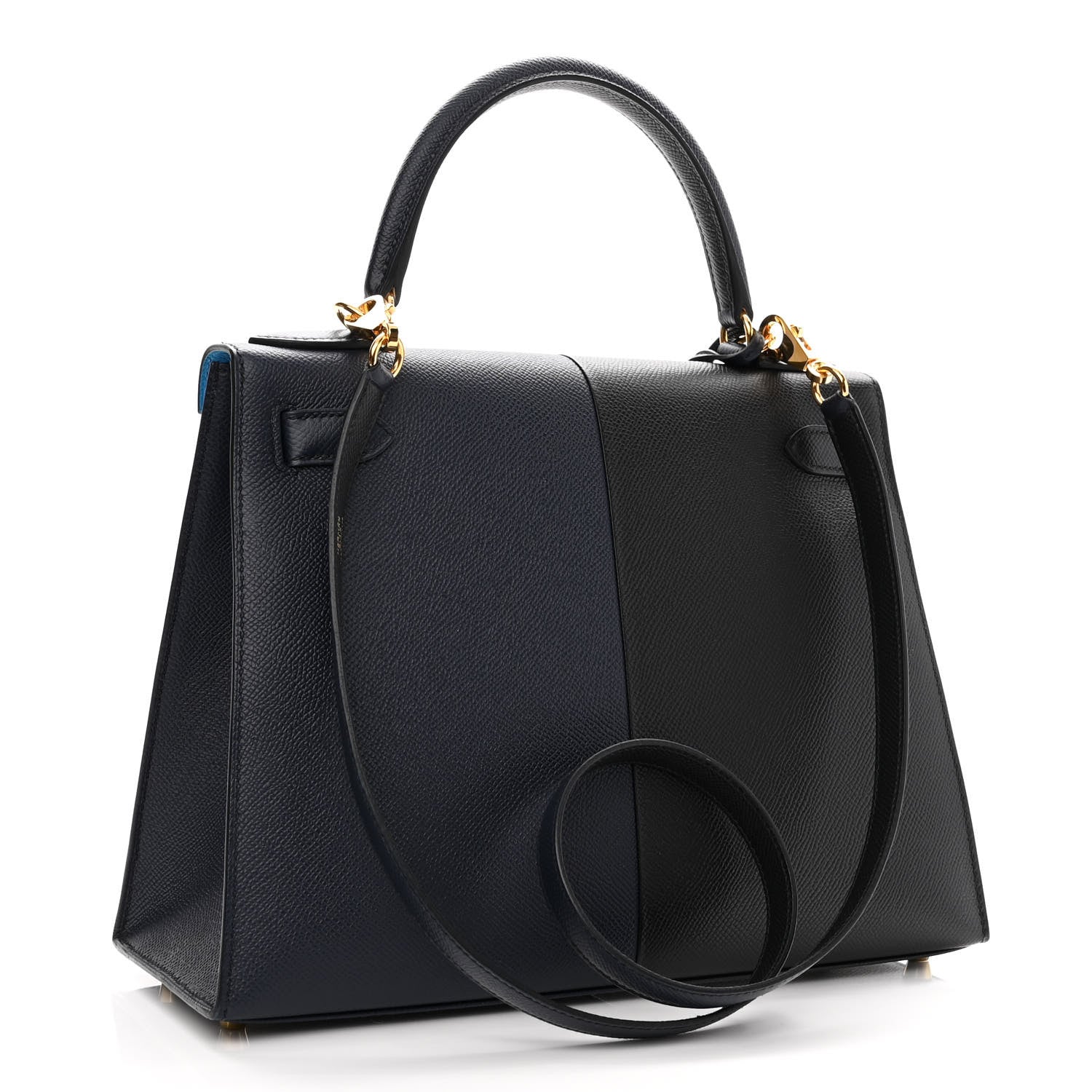 Hermes Epsom Casaque Kelly Sellier 28 Bleu Indigo Black Bleu Frida 3 of 12