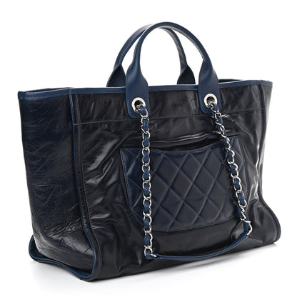 Chanel Glazed Calfskin Medium Deauville Tote Blue 3 of 10