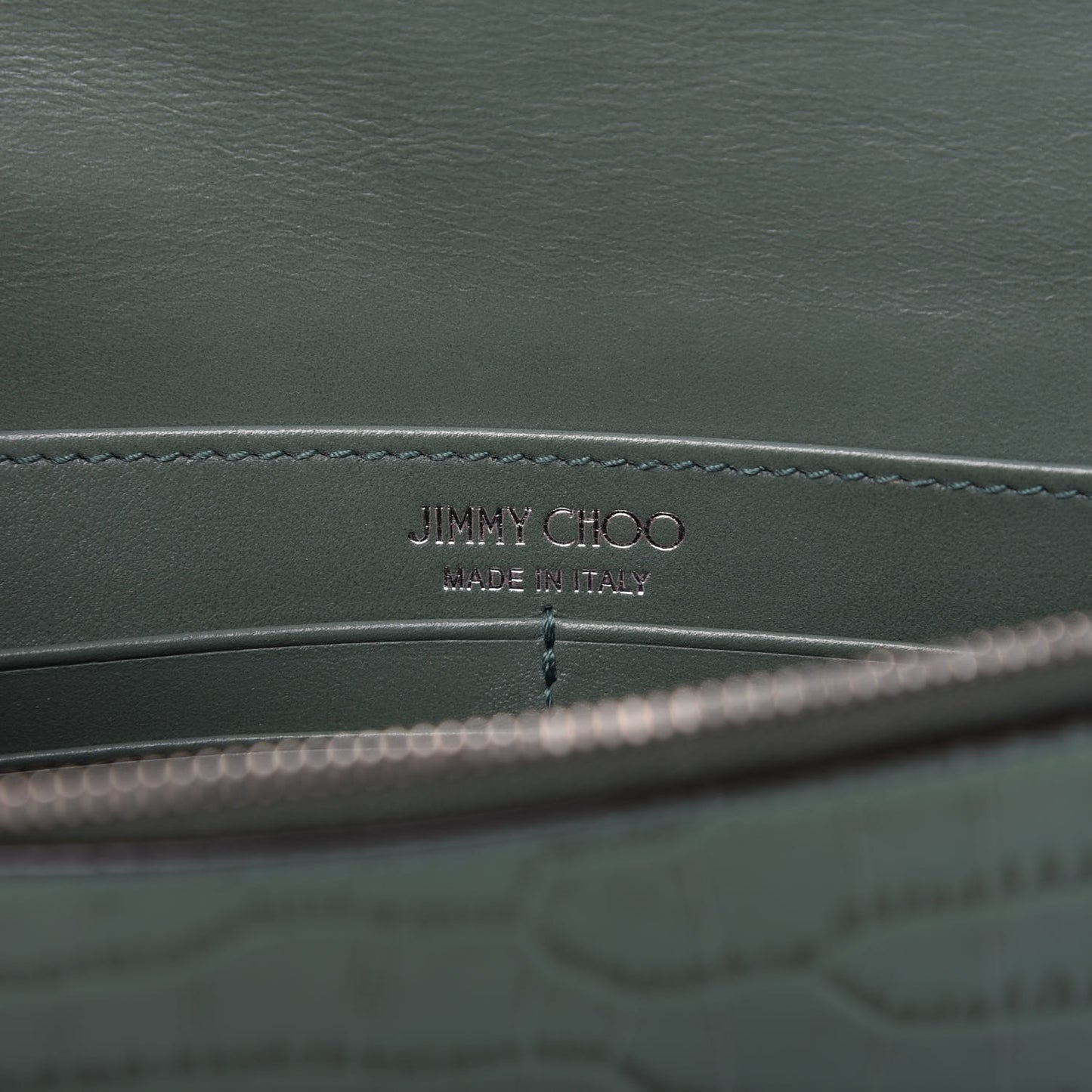 Calfskin Crocodile Embossed Palace Crossbody Green