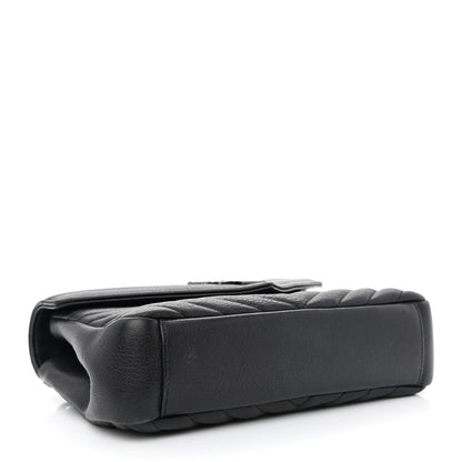 Saint Laurent Sheepskin Matelasse Chevron Monogram Medium College Bag Black 3 of 10