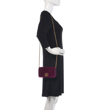 Gucci Velvet Matelasse GG Marmont Mini Bag Fuchsia Violet Cyclamen 2 of 8