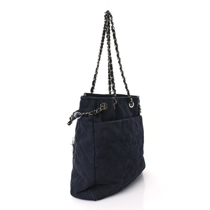 Chanel Canvas Quilted La Pausa Large Shopping Tote Navy 3 of 10