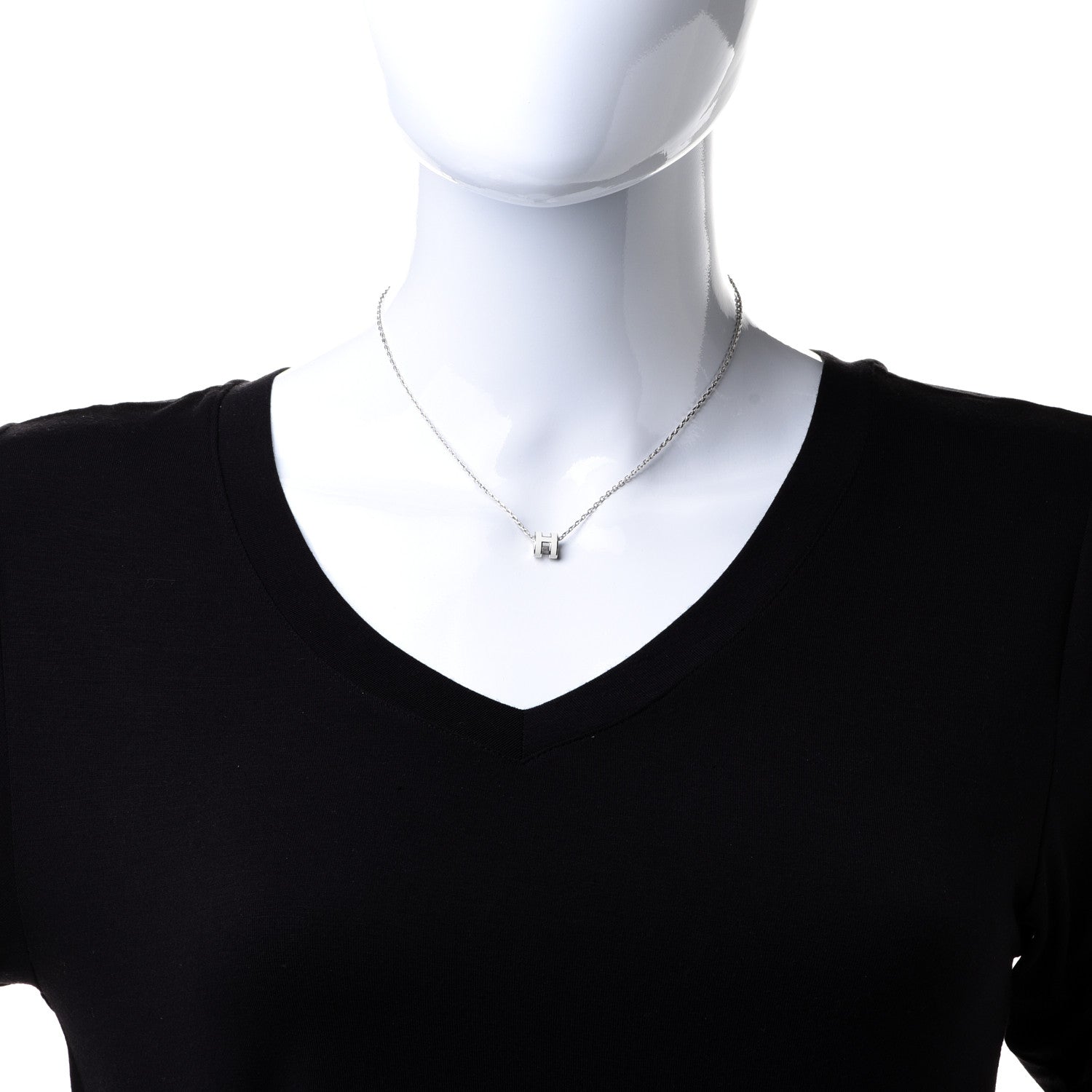 Hermes Lacquered Palladium Mini Pop H Pendant Necklace White 2 of 7