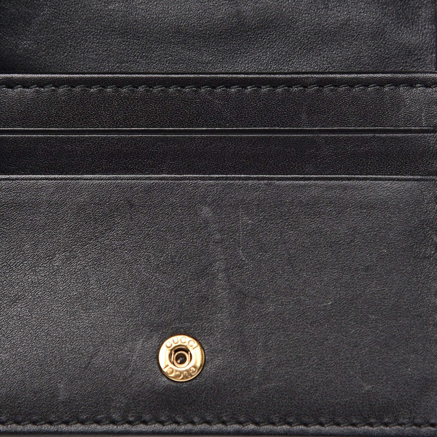 Calfskin Matelasse Cicada Stud GG Marmont Card Case Wallet Black