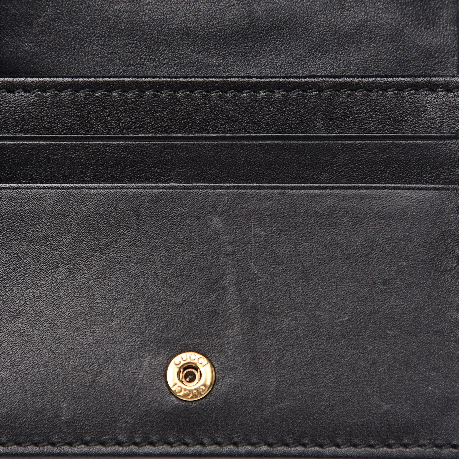 Gucci Calfskin Matelasse Cicada Stud GG Marmont Card Case Wallet Black 6 of 8