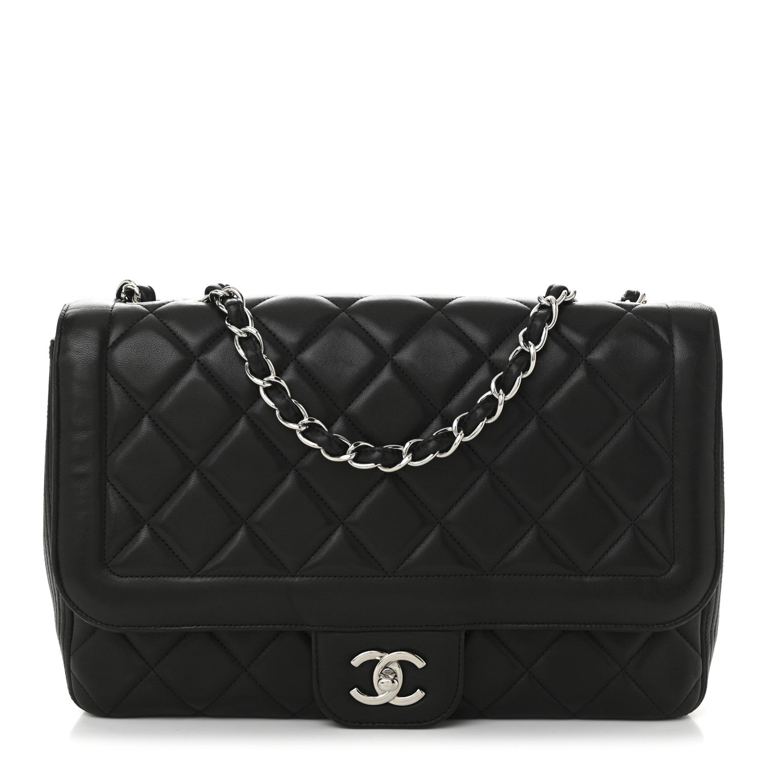 Chanel Lambskin Quilted Large Coco Rider Flap Black 1 of 10