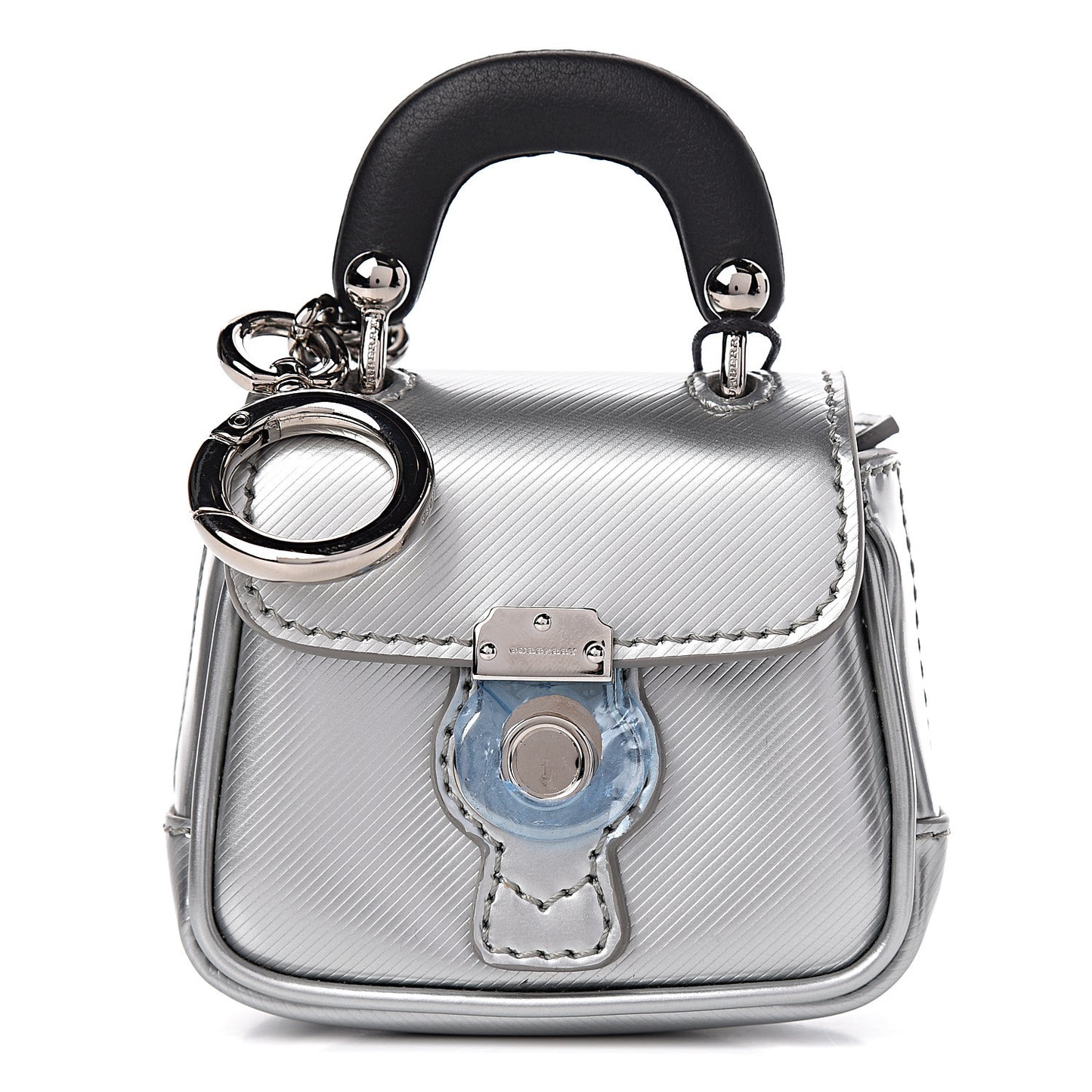 Patent Calfskin DK88 Tote Charm Silver