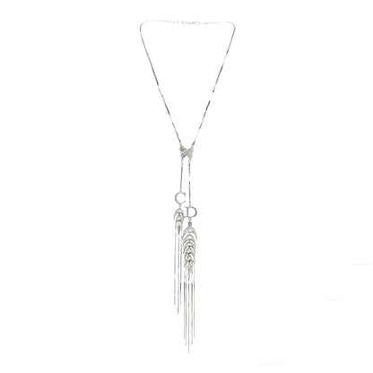 Christian Dior Metal CD Fringe Necklace Silver 3 of 7