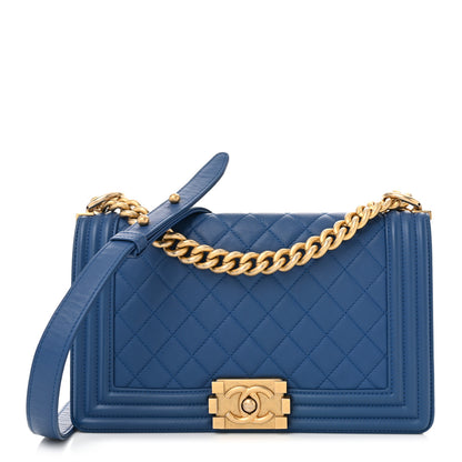 Chanel Lambskin Quilted Medium Boy Flap Blue 1 of 10
