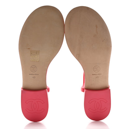 Chanel Lambskin CC Thong Sandals 40 Pink 5 of 9