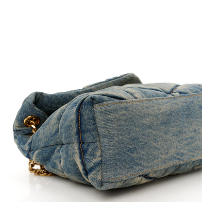 Saint Laurent Denim Quilted Small Loulou Puffer Monogram Chain Satchel Blue Cinnamon 9 of 10