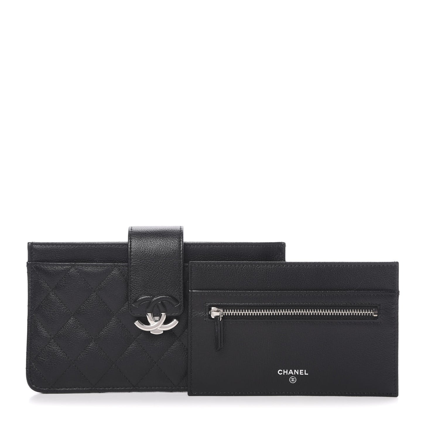 Caviar Quilted CC Box Strap Pouch Black