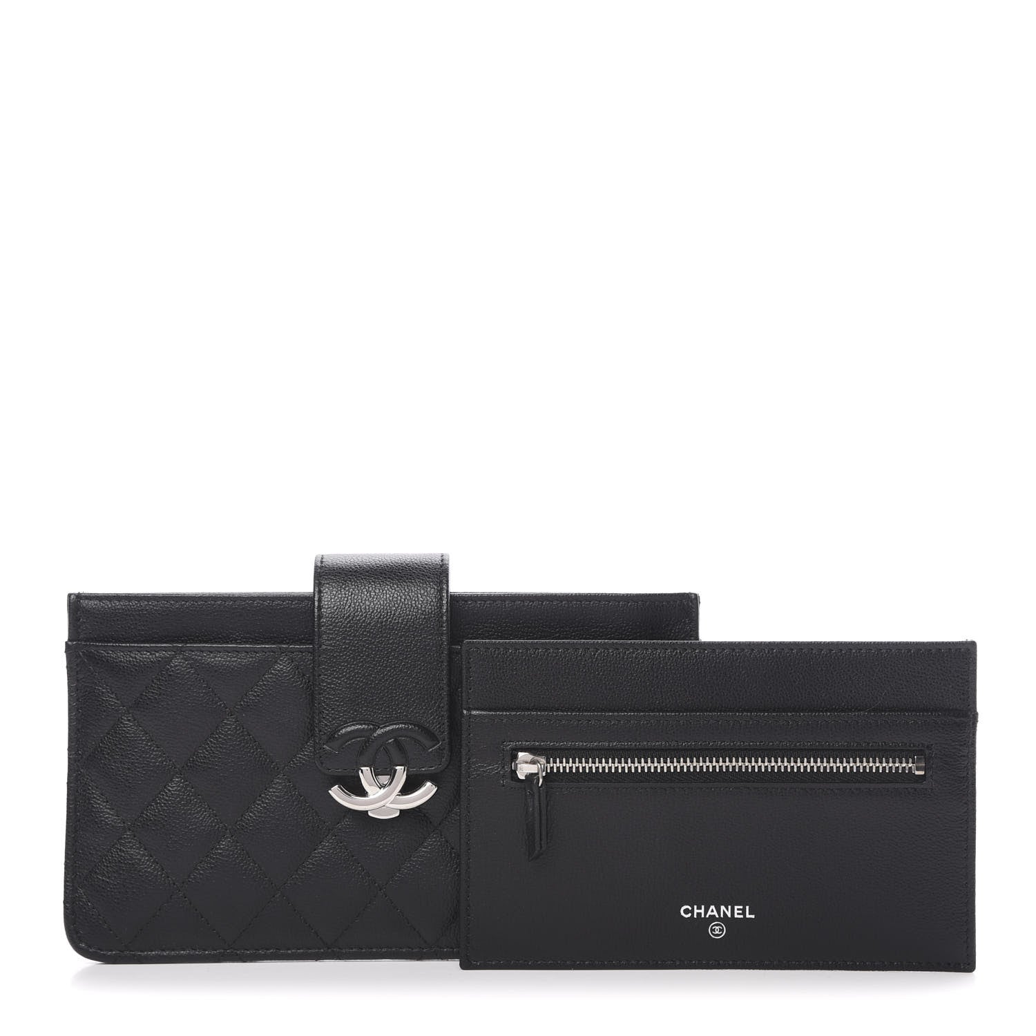 Chanel Caviar Quilted CC Box Strap Pouch Black 2 of 11