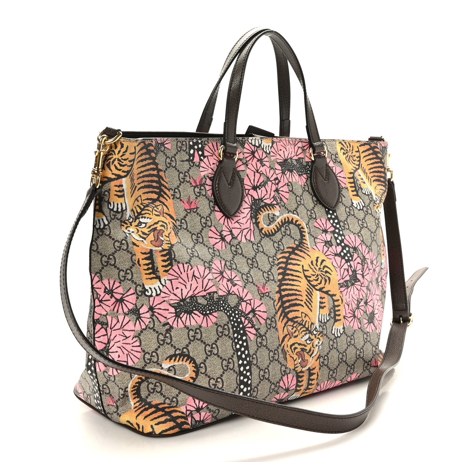 Gucci Soft GG Supreme Monogram Bengal Medium Crossbody Tote Beige Pink 3 of 9