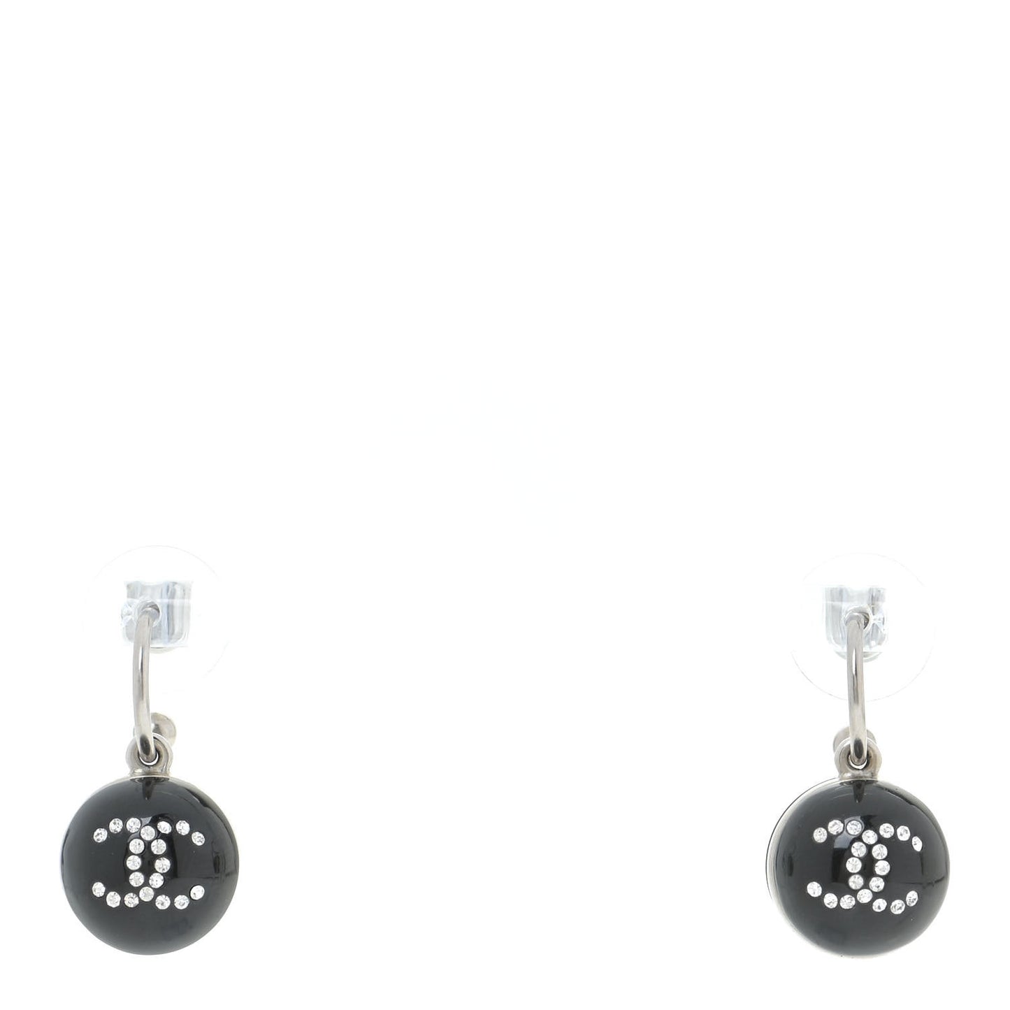 Resin Crystal CC Camellia Earrings Black