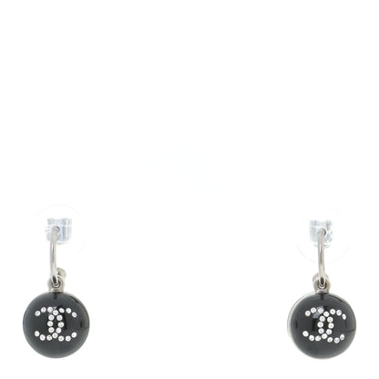Chanel Resin Crystal CC Camellia Earrings Black 1 of 4