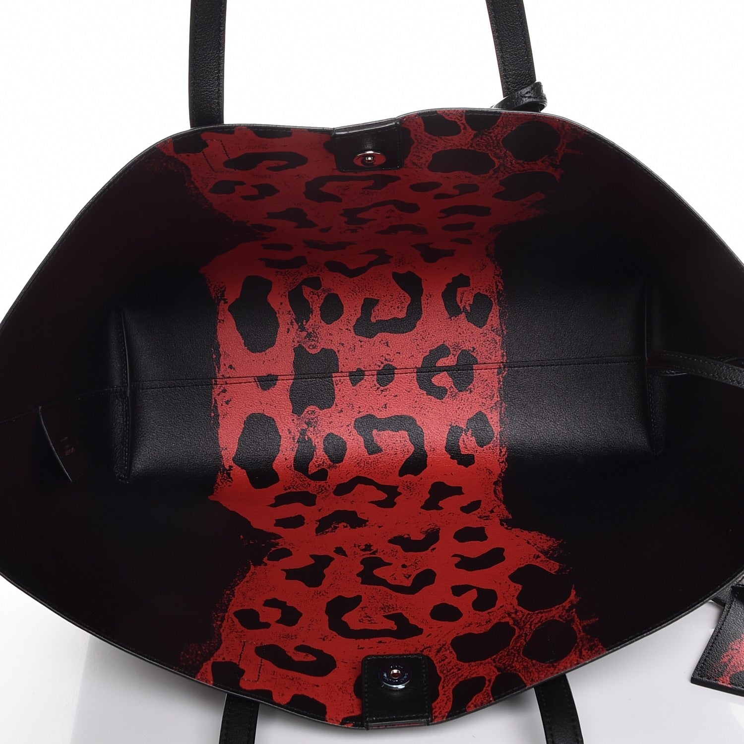 Saint Laurent Calfskin Large Shopping Tote Black Red 6 of 9