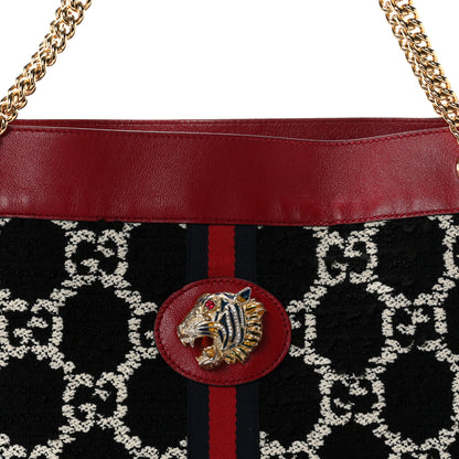 Gucci Tweed GG Monogram Large Rajah Chain Tote Romantic Cherry Black White 9 of 11