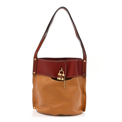 Chloe Shiny Calfskin Goatskin Medium Aby Bi-Color Bucket Bag Autumnal Brown 1 of 11
