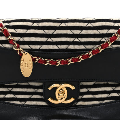 Chanel Jersey Quilted Small Coco Sailor Flap Navy White Red 7 of 9