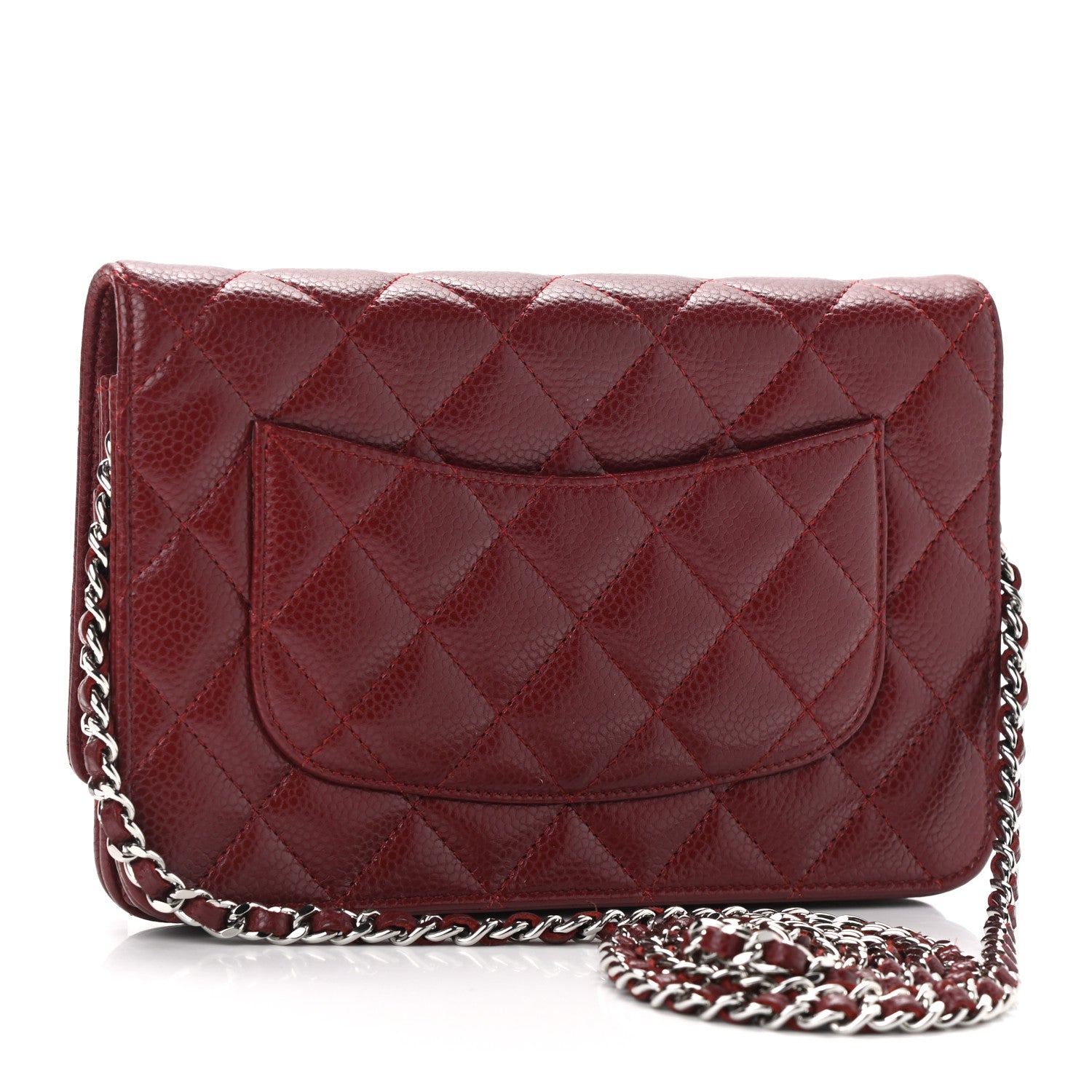 Chanel Caviar Quilted Wallet On Chain WOC Dark Red 2 of 12