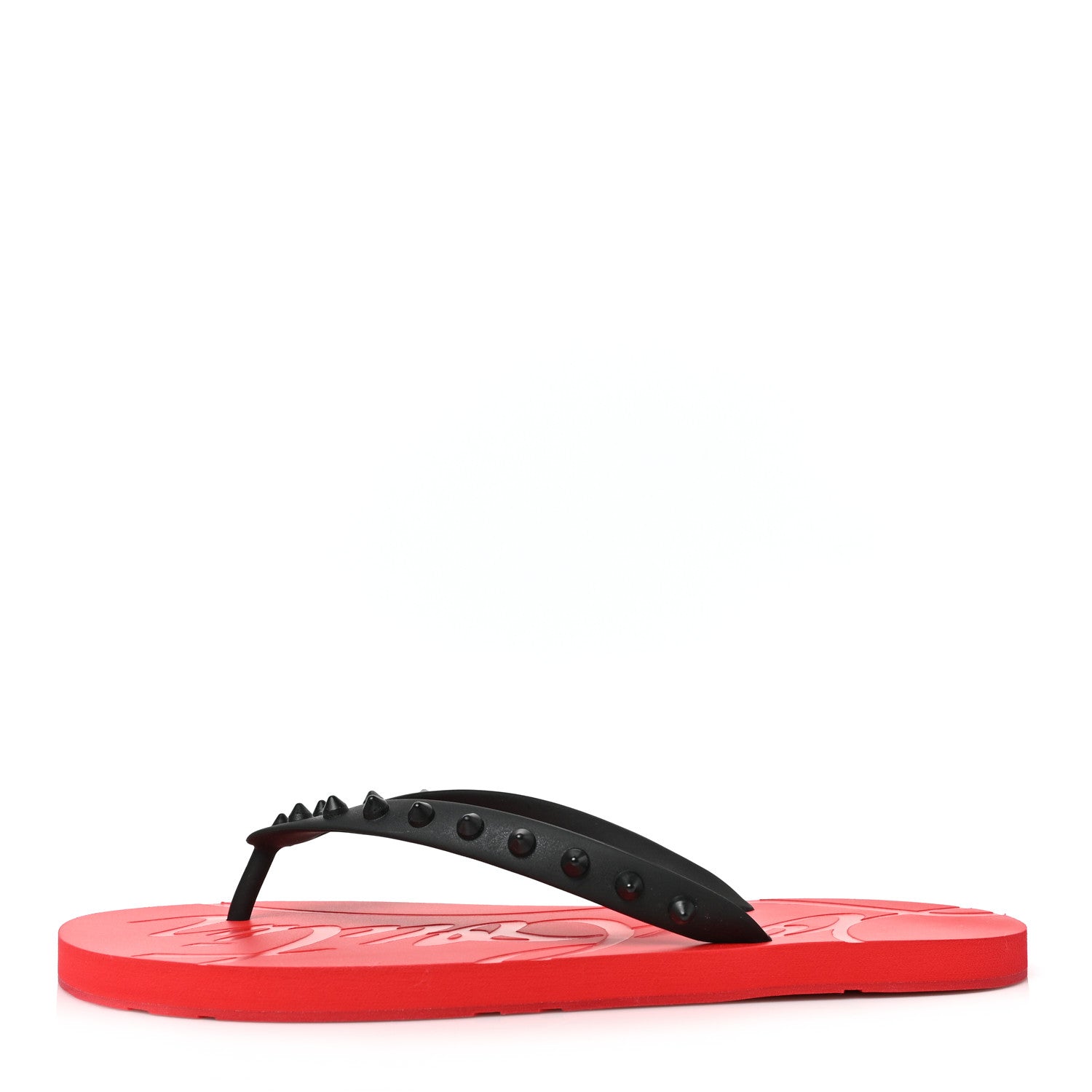 Christian Louboutin Rubber Spike Loubi Donna Flip Flop 41 Black Red 1 of 7