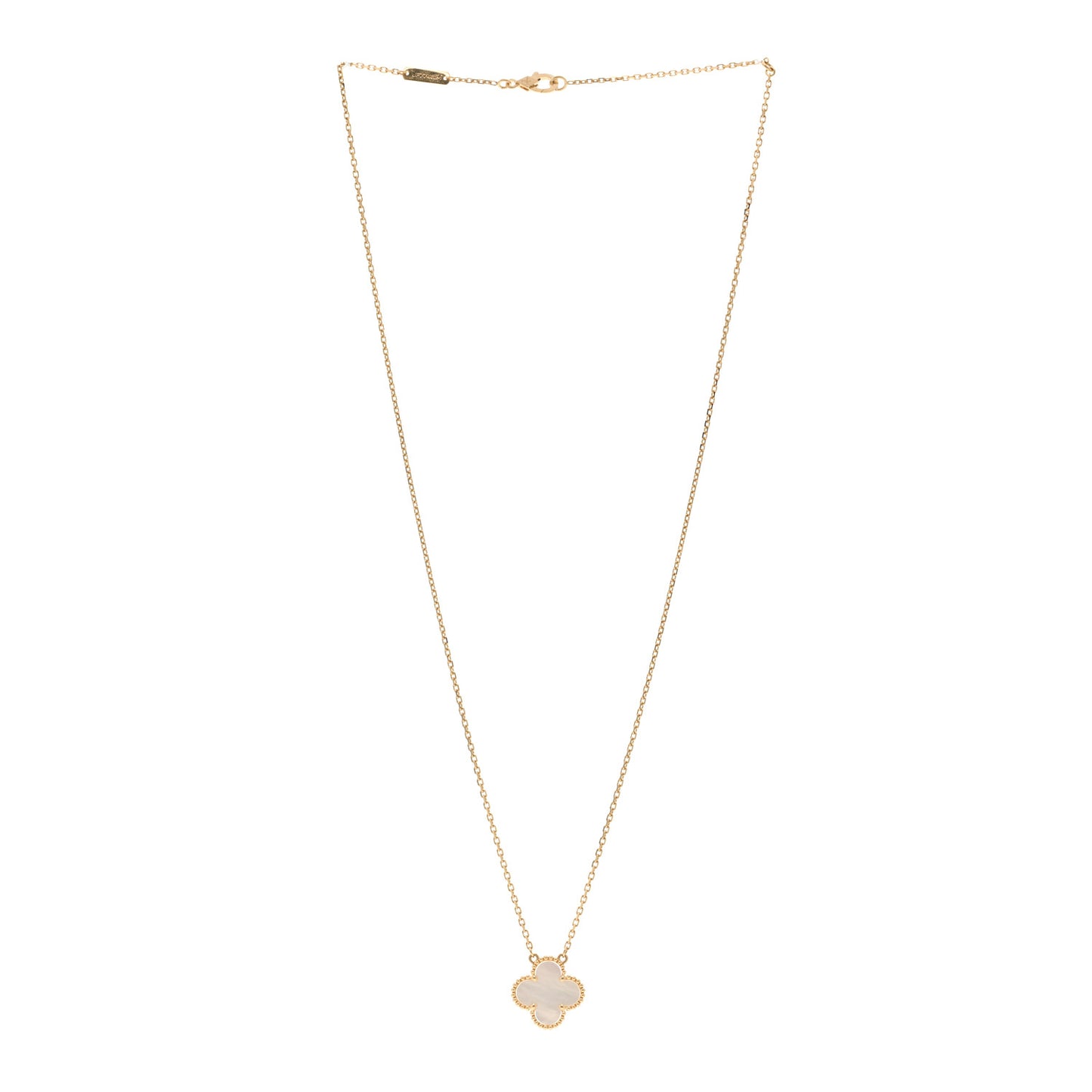 18K Yellow Gold Mother of Pearl Vintage Alhambra Pendant Necklace