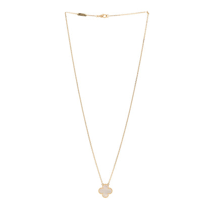 Van Cleef & Arpels 18K Yellow Gold Mother of Pearl Vintage Alhambra Pendant Necklace 3 of 6