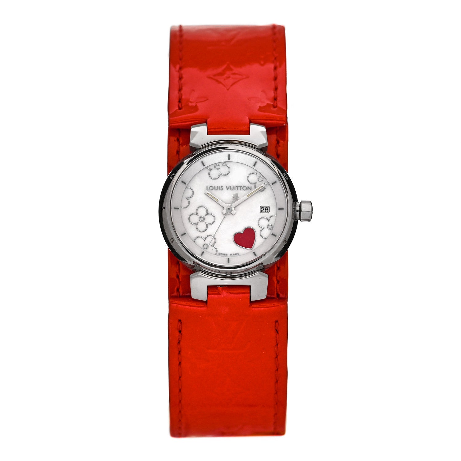 Louis Vuitton Stainless Steel Vernis 28mm Tambour Lovely Heart Quartz Watch 1 of 4