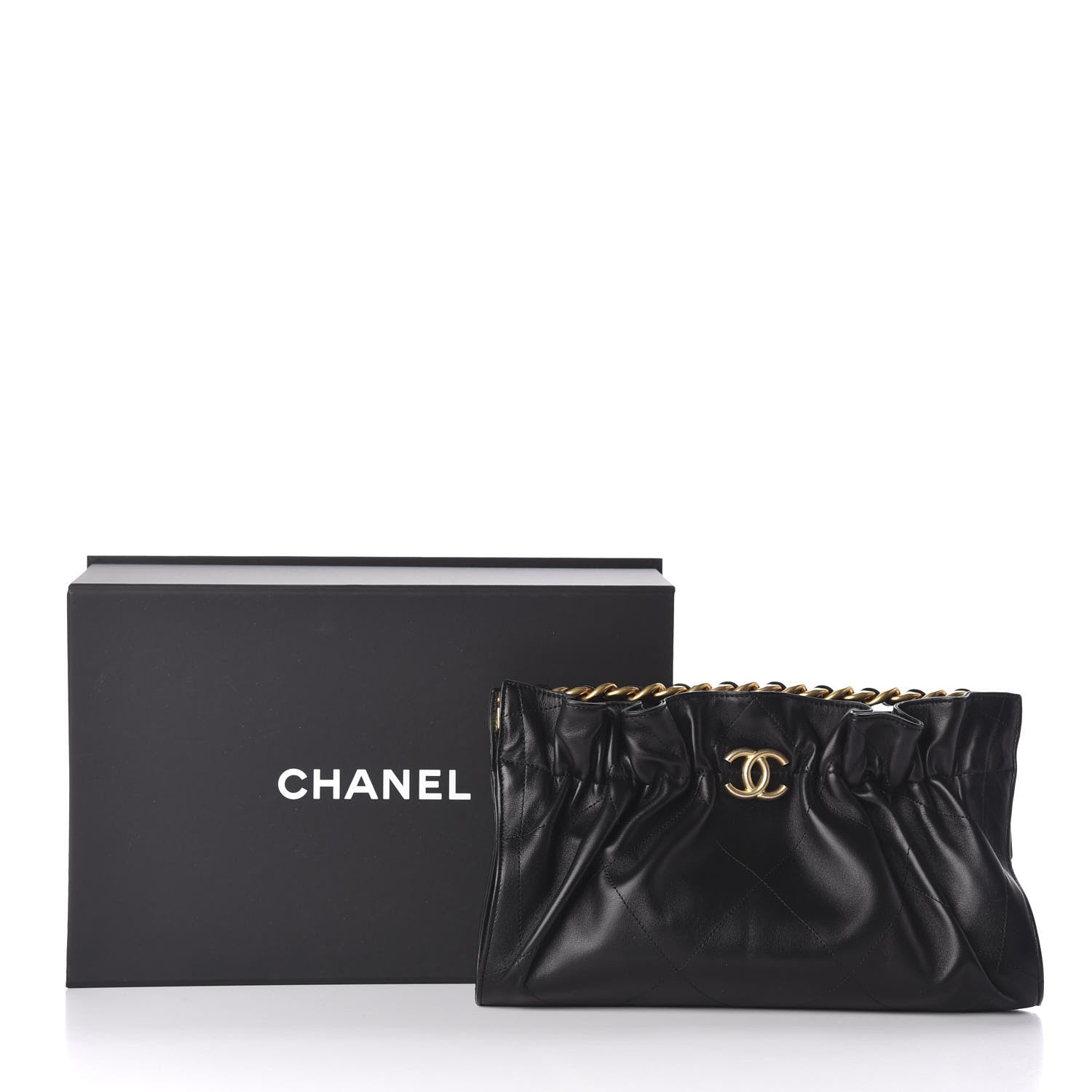 Chanel Lambskin Chain Kiss Lock Clutch Black 9 of 9
