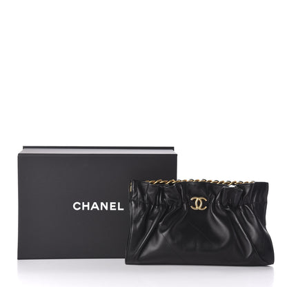 Chanel Lambskin Chain Kiss Lock Clutch Black 9 of 9