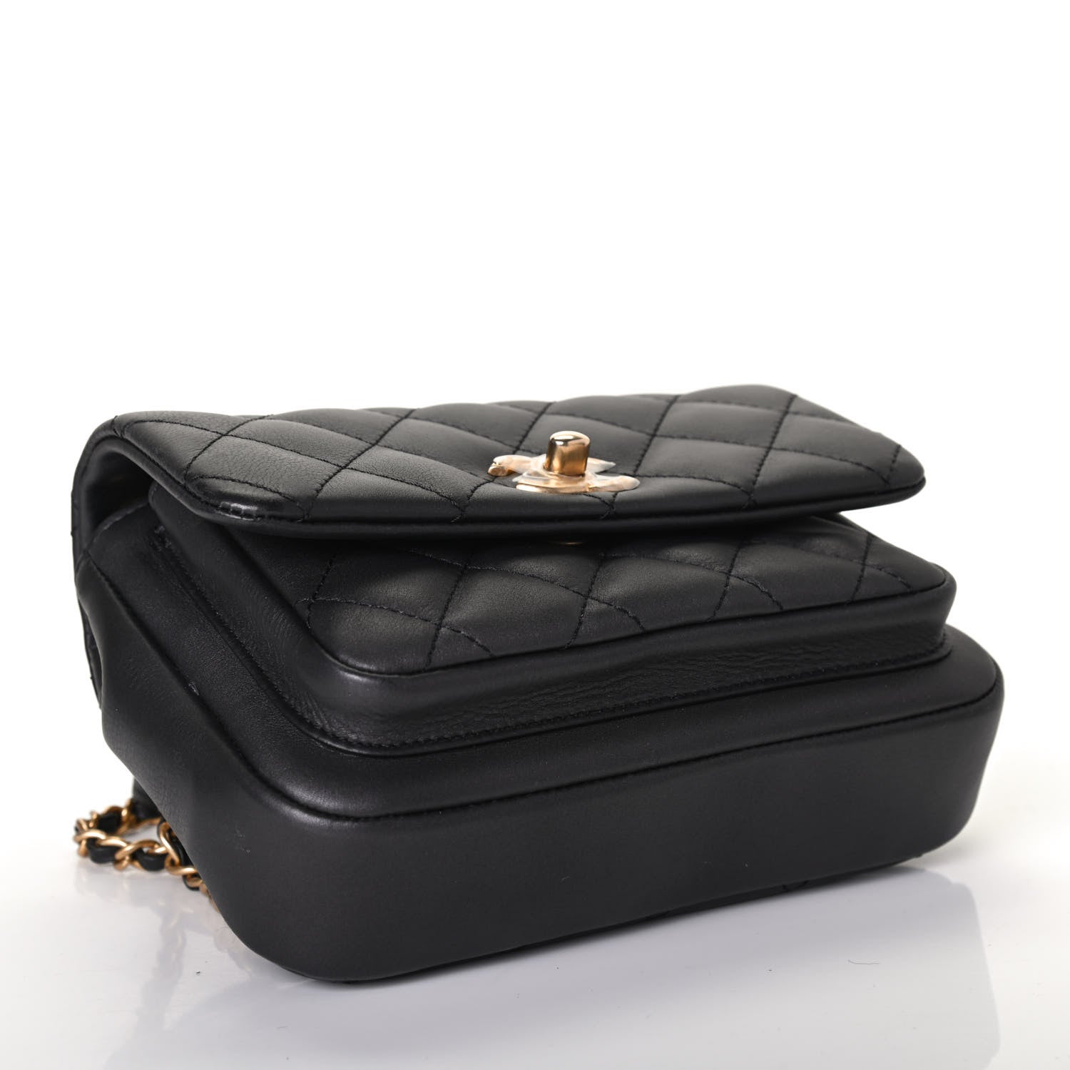 Chanel Calfskin Quilted Top Handle Flap Black 3 of 4