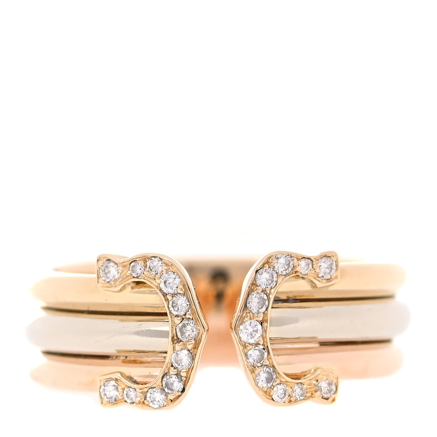 18K Pink Yellow White Gold Diamond 8mm C De Cartier Ring 49 5