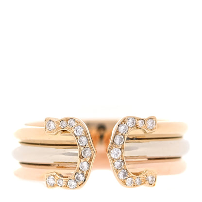 Cartier 18K Pink Yellow White Gold Diamond 8mm C De Cartier Ring 49 5 1 of 4