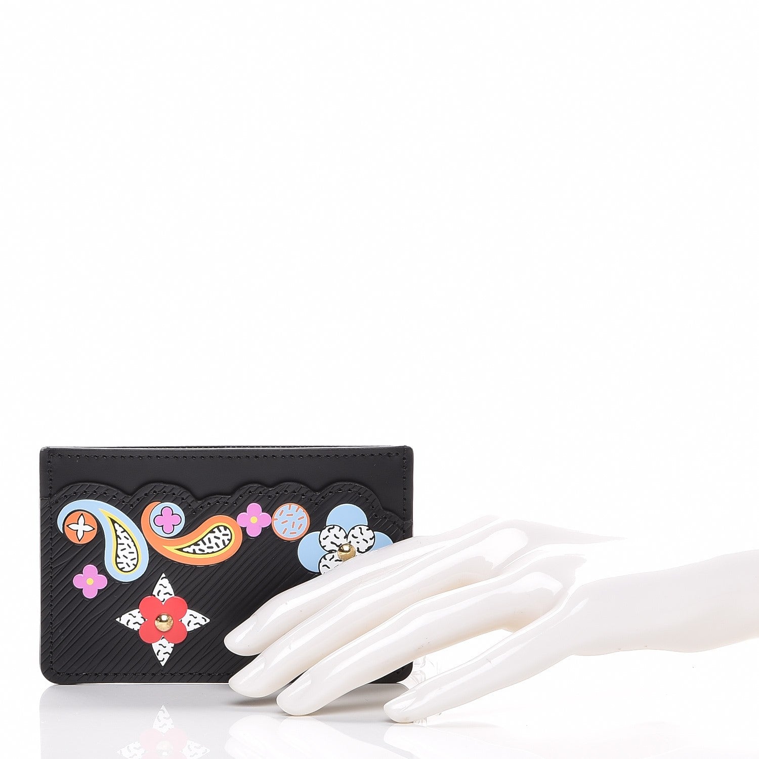 Louis Vuitton Epi Flower Remix Card Holder Black 2 of 7
