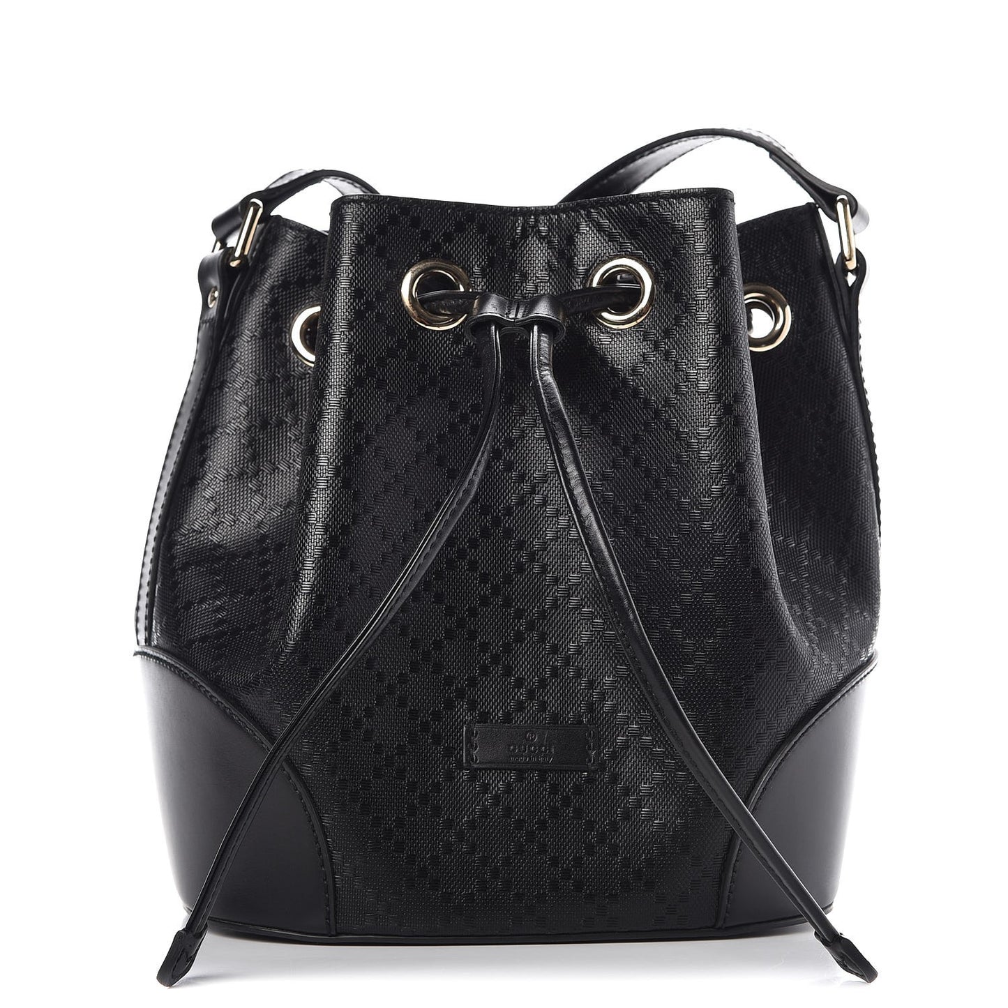Bright Diamante Small Bucket Bag Black