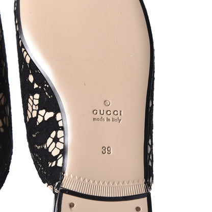 Gucci Lace Malaga Kid Womens Princetown Slippers 39 Black Skin Rose 9 of 10