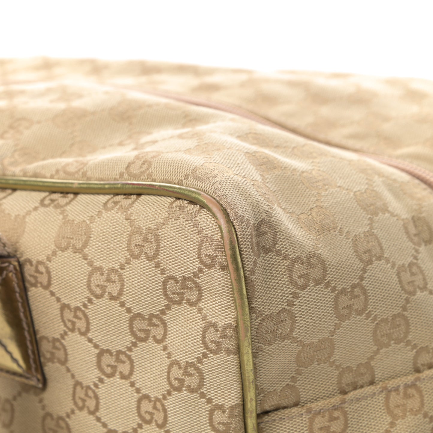 GG Monogram Web Medium Collapsible Carry On Duffle Beige Gold