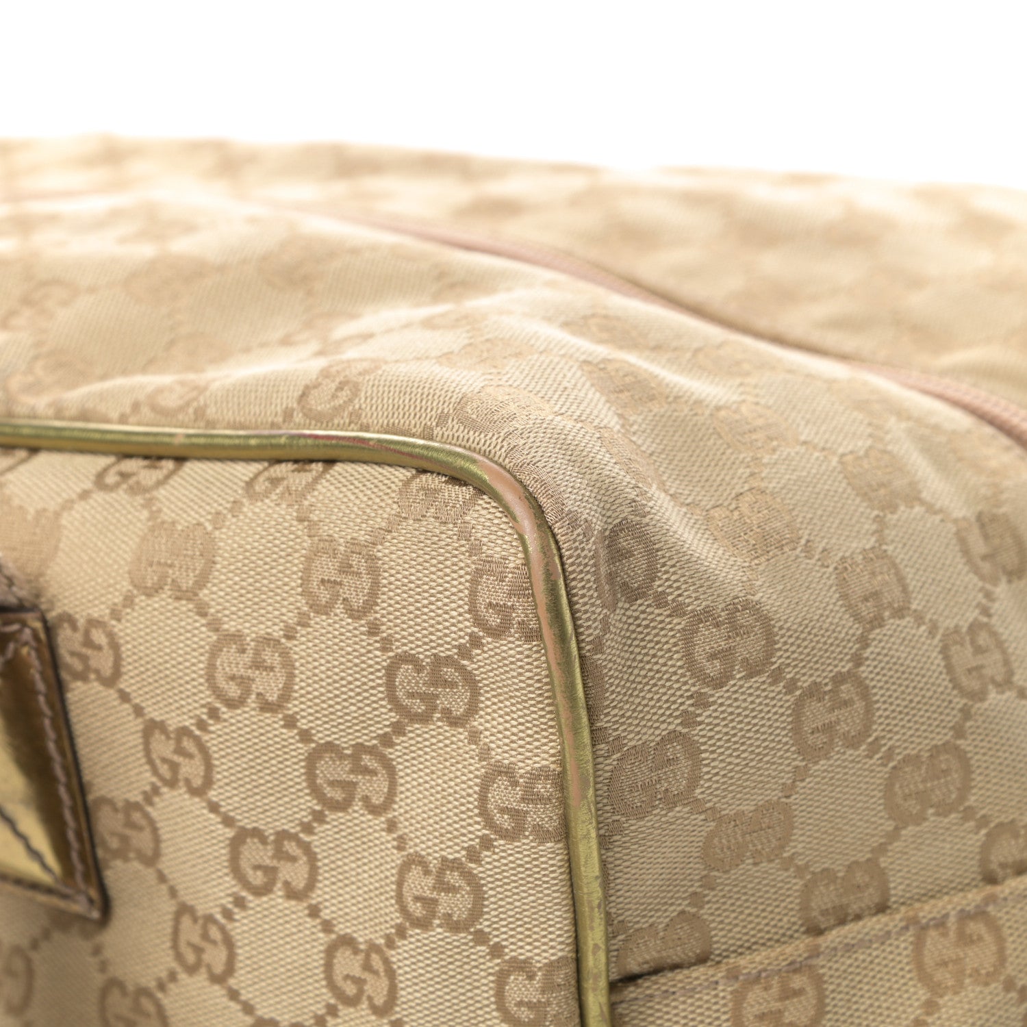 Gucci GG Monogram Web Medium Collapsible Carry On Duffle Beige Gold 13 of 17