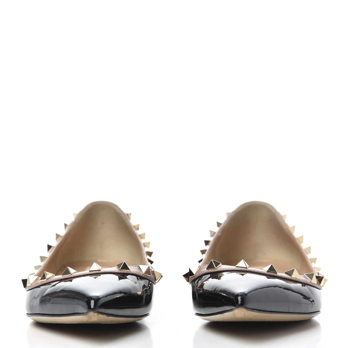 Patent Nappa Rockstud Ballerina Flats 37.5 Black Poudre