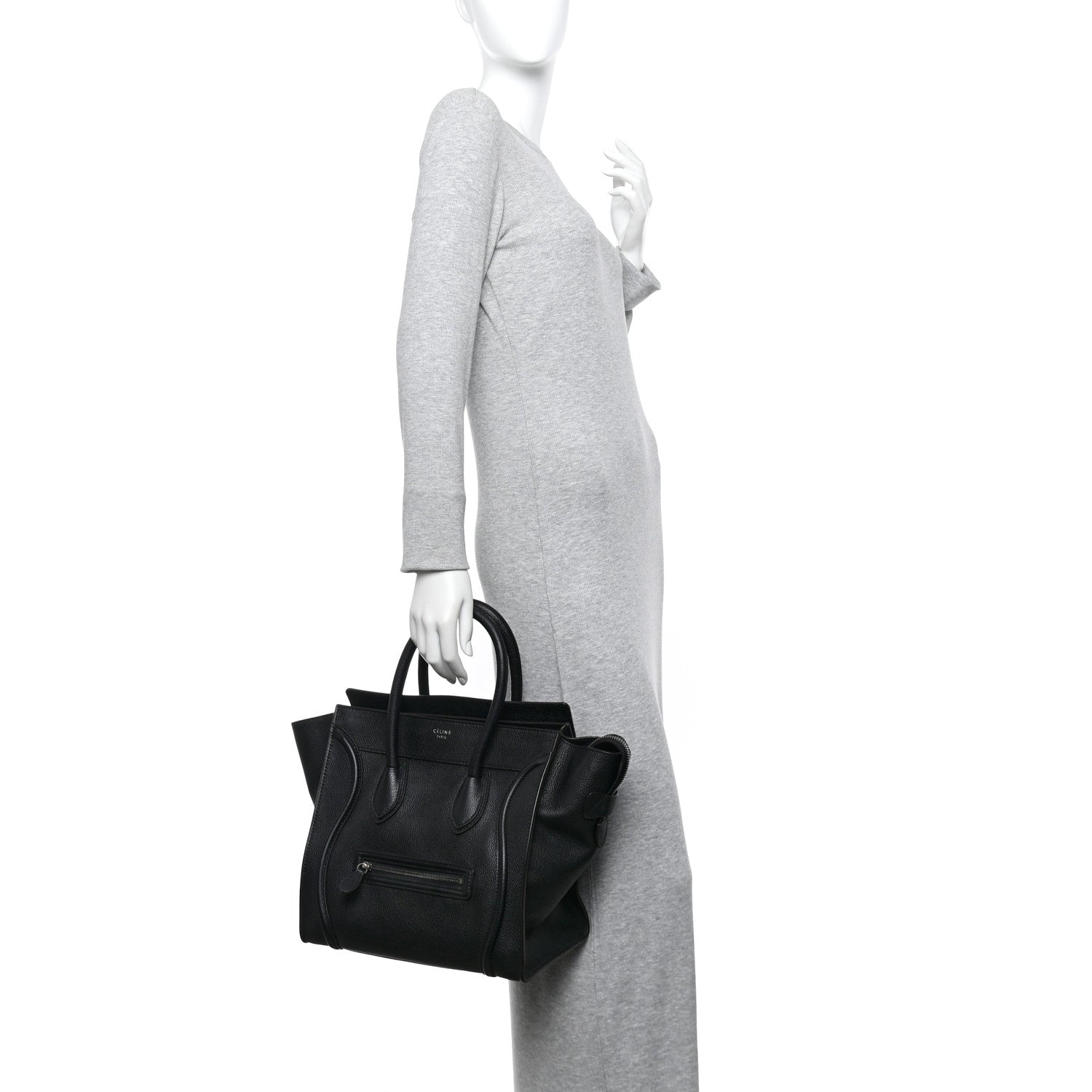 Celine Drummed Calfskin Mini Luggage Black 2 of 11