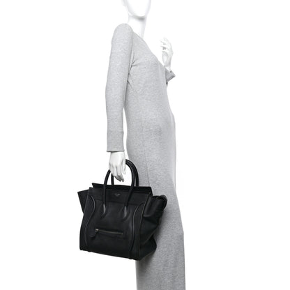 Celine Drummed Calfskin Mini Luggage Black 2 of 11