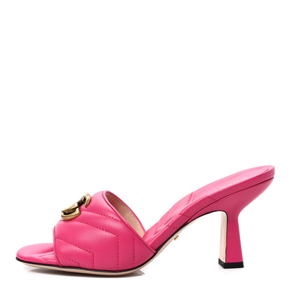 Gucci Nappa Matelasse GG Marmont 75mm Slide Sandals 38 Box Pink 1 of 8